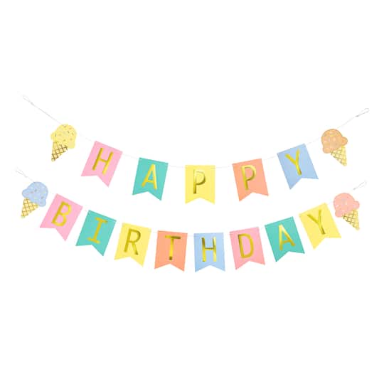 12 Pack: 5ft. Ice Cream Happy Birthday Banner Set by Celebrate It™